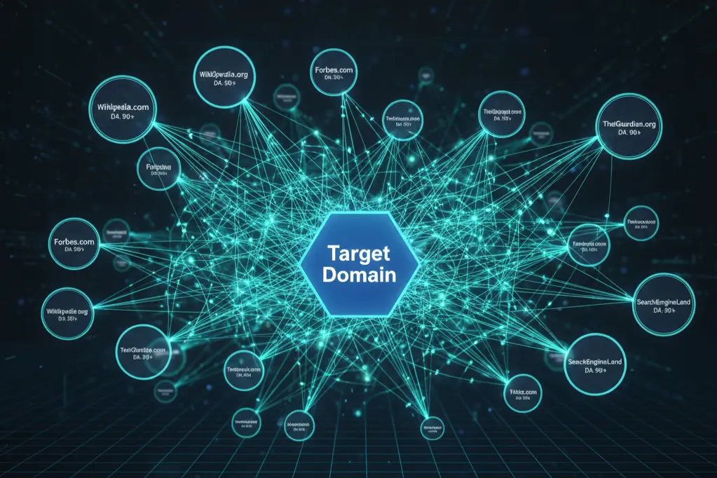 Backlink authority transfer visualization for off-page SEO strategy