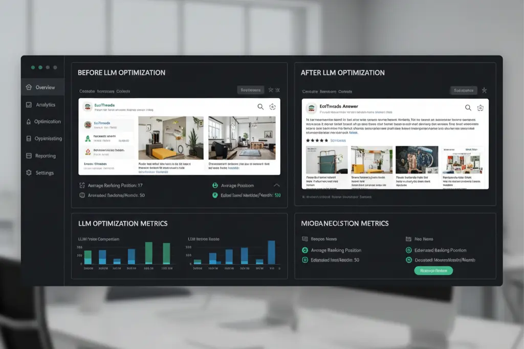 Comparison chart showing increased brand mentions in LLM responses after optimization