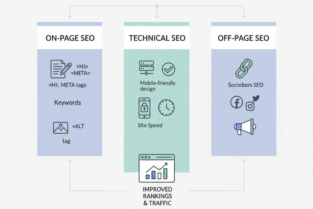 Three types of SEO strategies essential for improving website ranking on Google