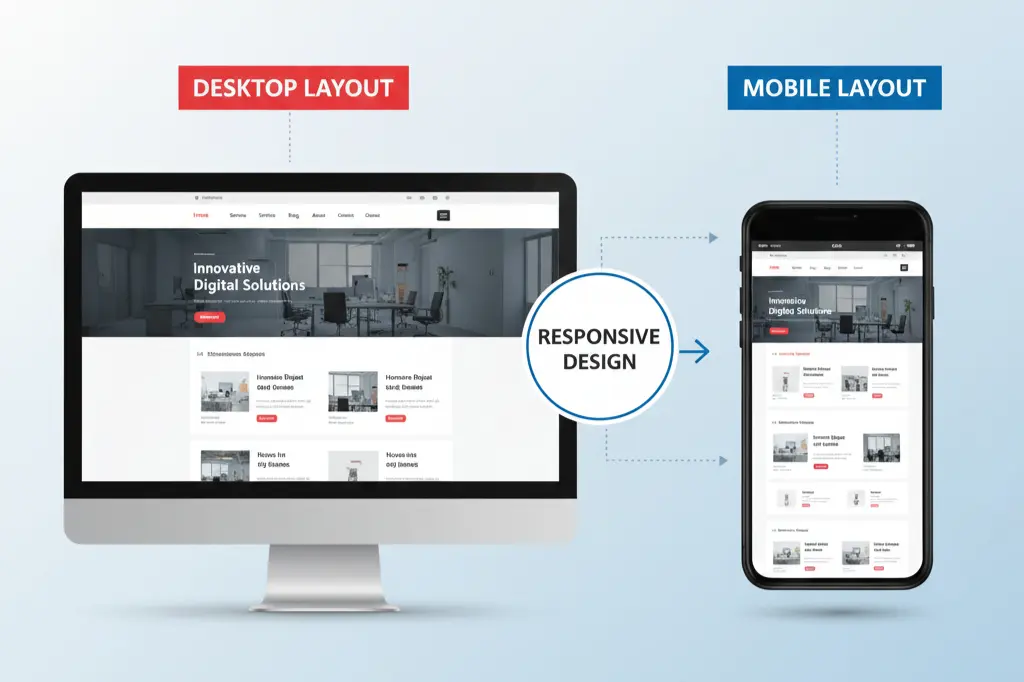Responsive website design showing seamless mobile and desktop user experience optimization