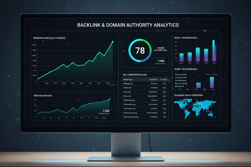 Off-page SEO tools dashboard tracking backlink acquisition and authority growth