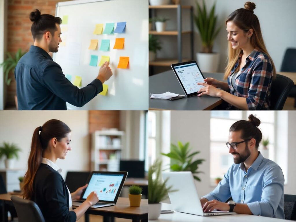 Small business owners from diverse industries discovering how tailored SEO strategies improve their online visibility