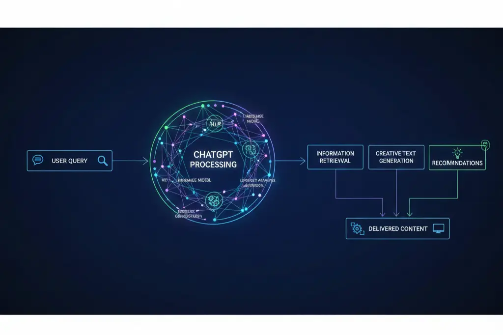 flowchart showing how ChatGPT processes user queries and discovers optimized content