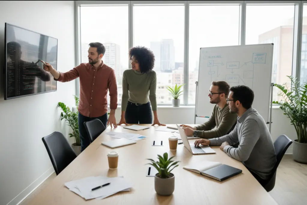 Paradigm Media Networks CMS development team collaborating on client project