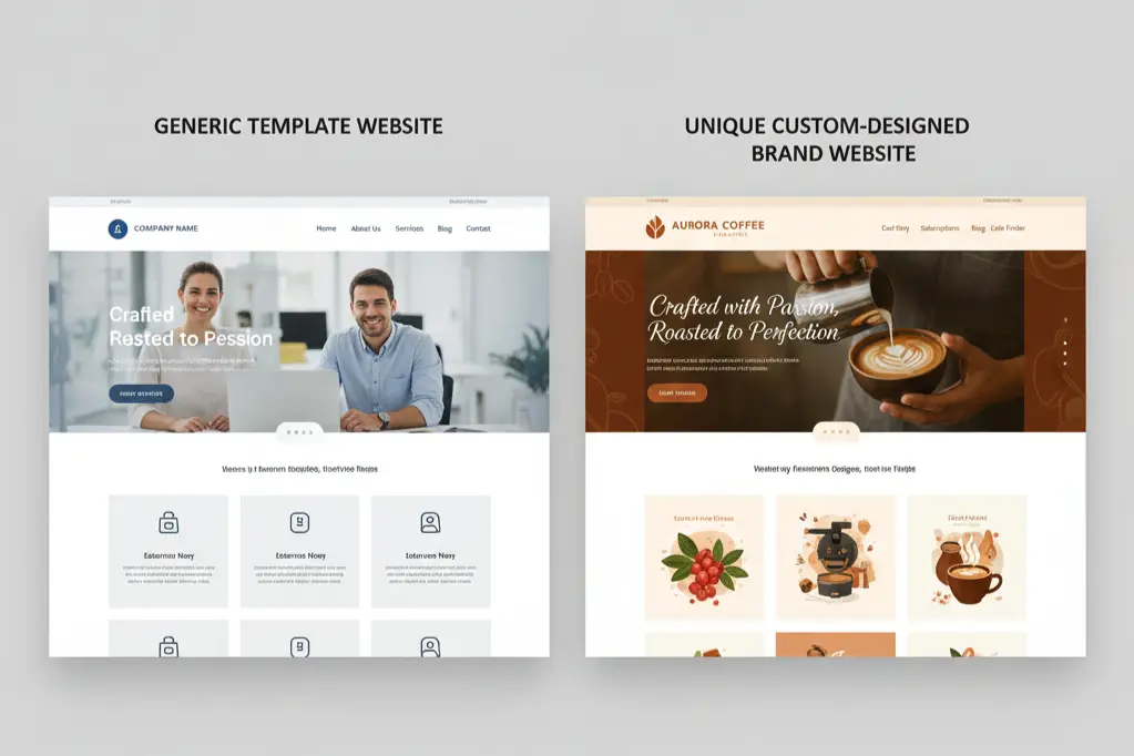 Brand differentiation through custom website development versus template websites