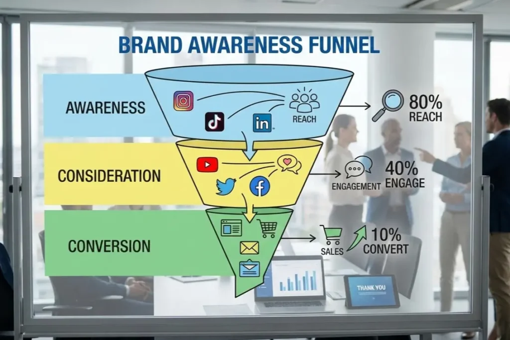Social media marketing impact on brand awareness and customer journey funnel stages