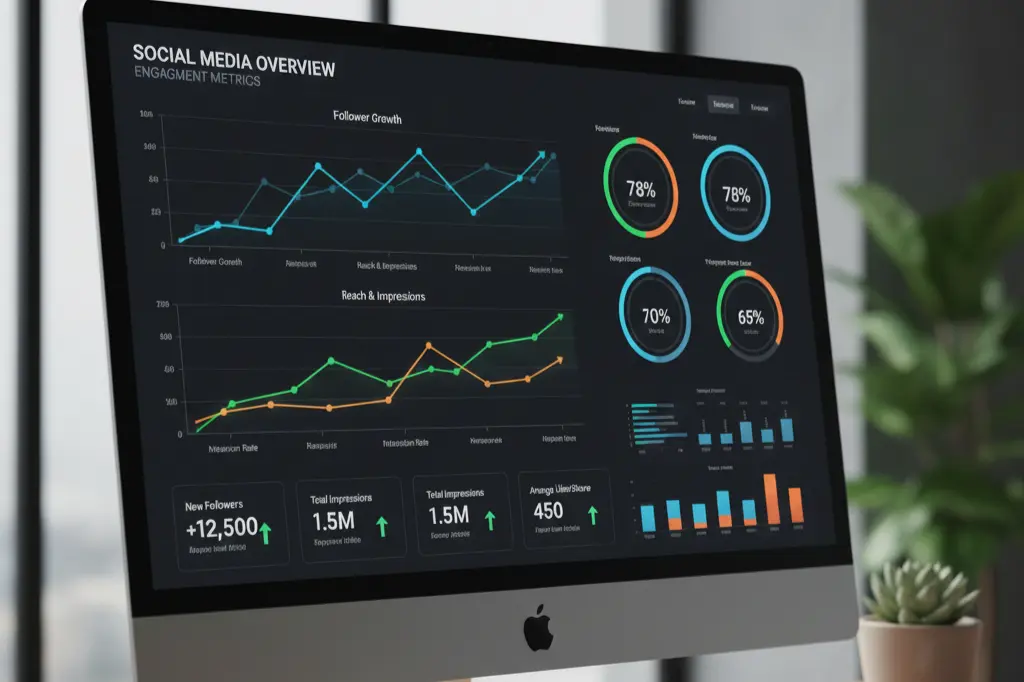 Social media marketing agency performance dashboard tracking client growth