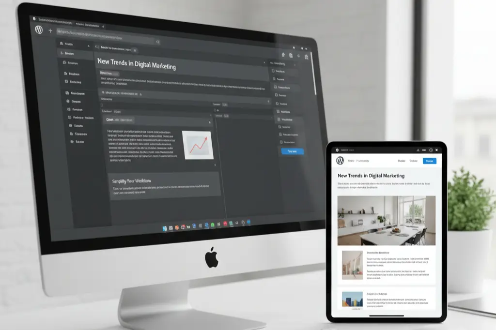 WordPress website development dashboard for business content management
