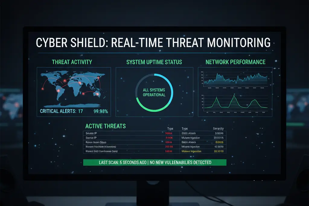 Real-time website security and performance monitoring dashboard