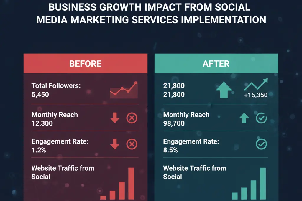 Business growth impact from social media marketing services implementation