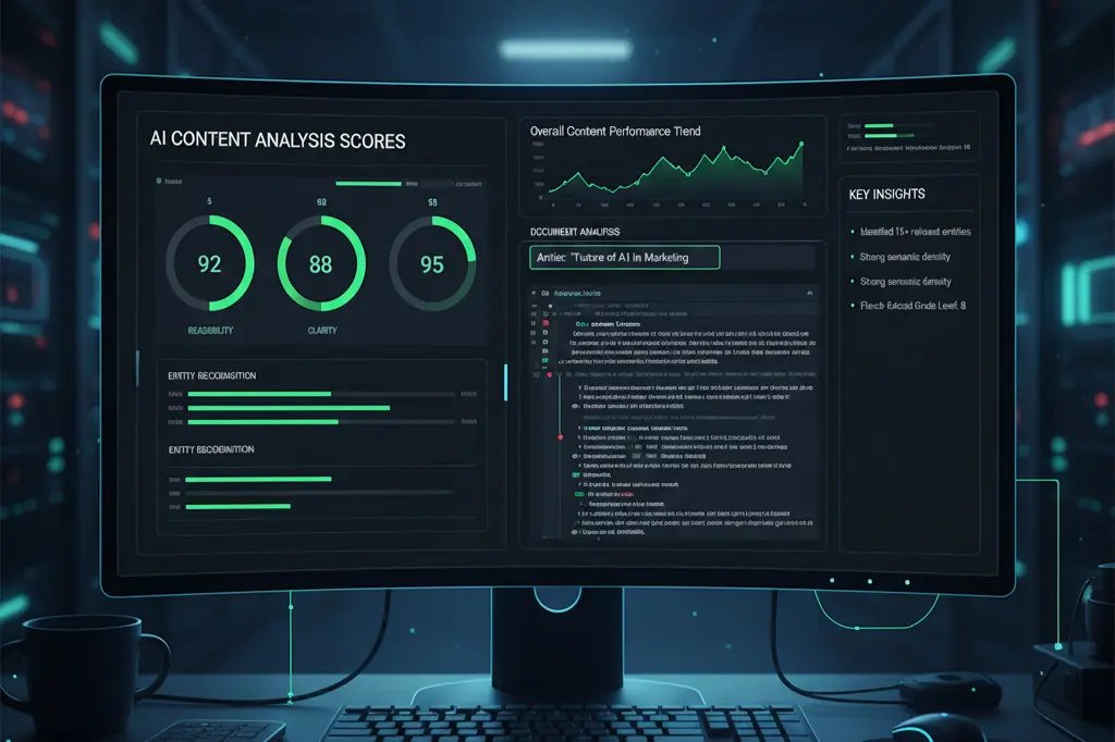 LLM content quality assessment dashboard for SEO audit analysis