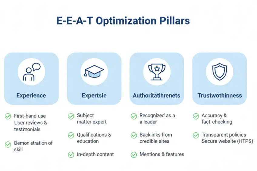 E-E-A-T content quality principles for Perplexity AI SEO optimization and ranking
