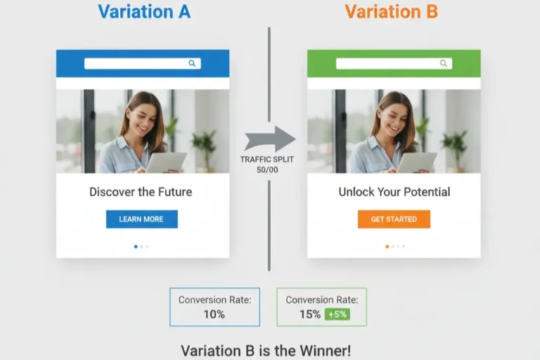 A/B landing page test showing the winning variation