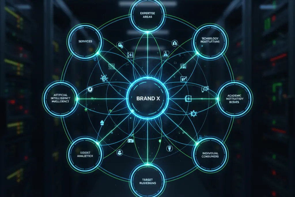Semantic entity structure map for LLM SEO optimisation showing brand relationships