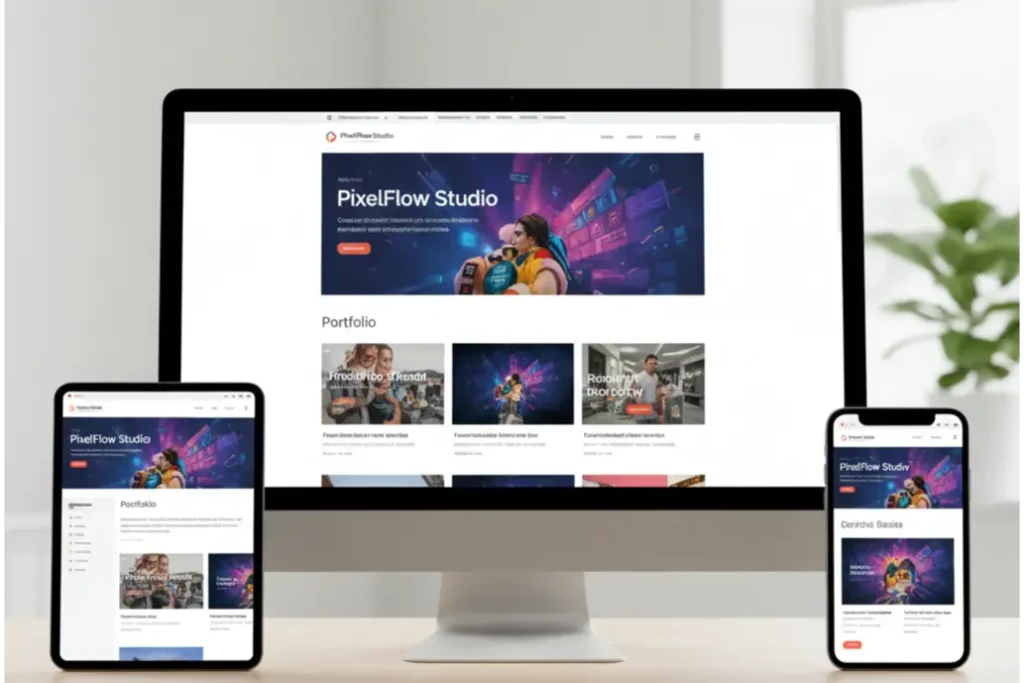 Mobile-first SEO-friendly website development showing responsive design across all devices