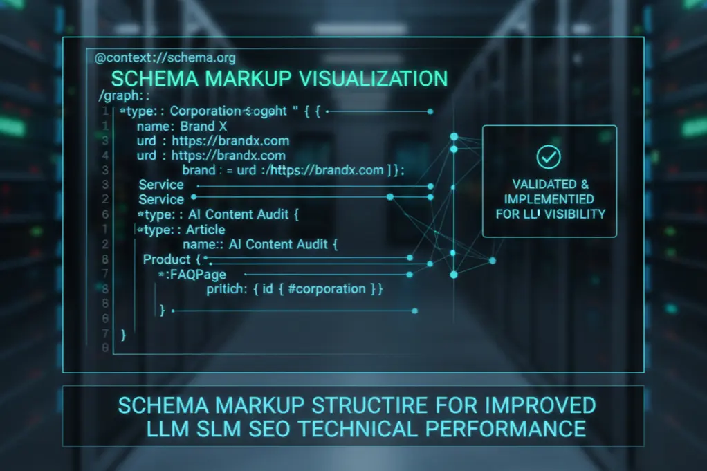 Schema markup structure for improved LLM SEO technical performance
