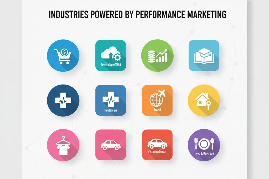 industries served by performance marketing agency including B2B SaaS ecommerce healthcare