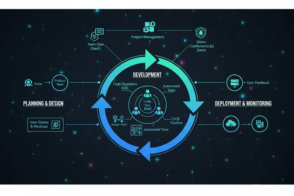 Full stack web development showing integrated frontend and backend development process