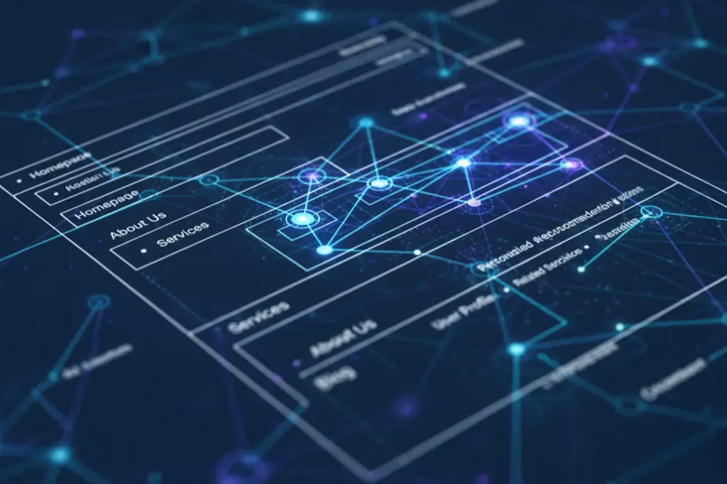 LLM technical SEO optimization showing AI understanding of website structure and content relationships