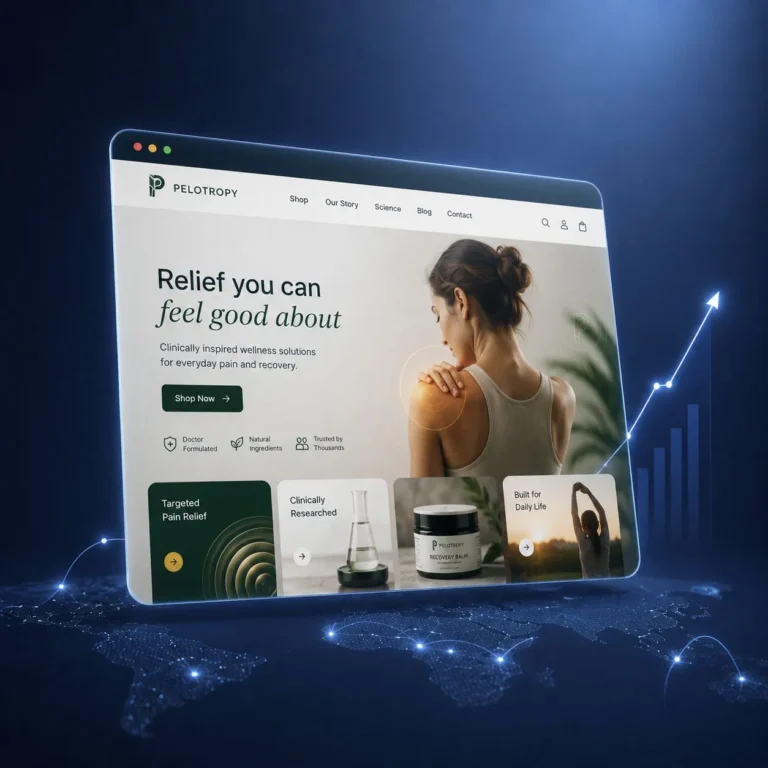 Pleotropy wellness ecommerce store shown on a laptop screen