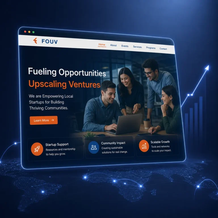 Fouv sustainability organisation website shown on a laptop screen