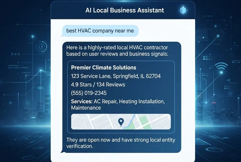 HVAC contractor appearing in ChatGPT and Google AI Overview results through answer engine optimization