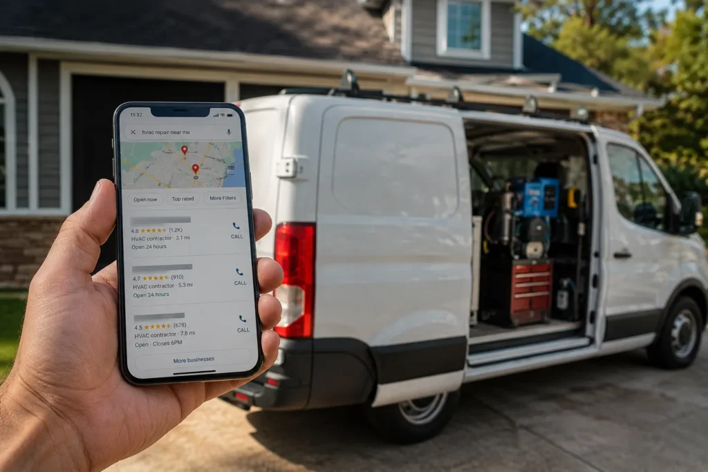 HVAC company appearing in Google Maps local pack after building local citations