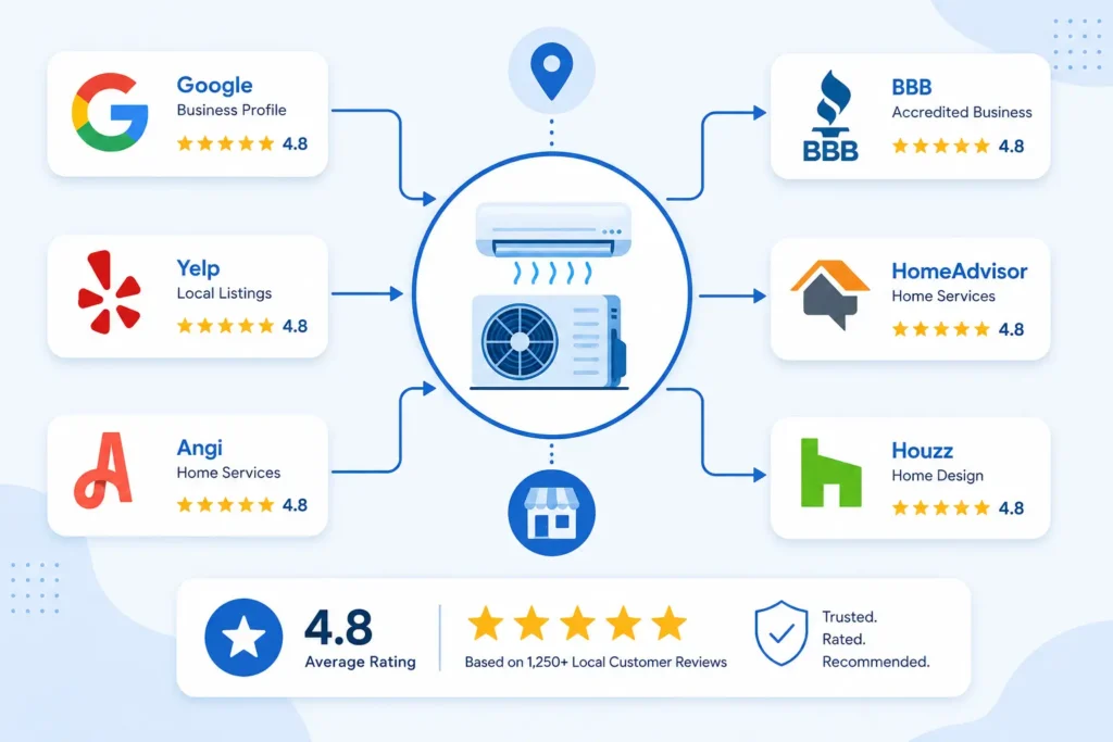 HVAC local citations and review velocity strategy for off-page SEO in 2026