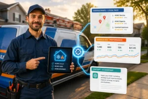 HVAC contractor with integrated marketing strategy combining SEO ads and AI to book more jobs in 2026