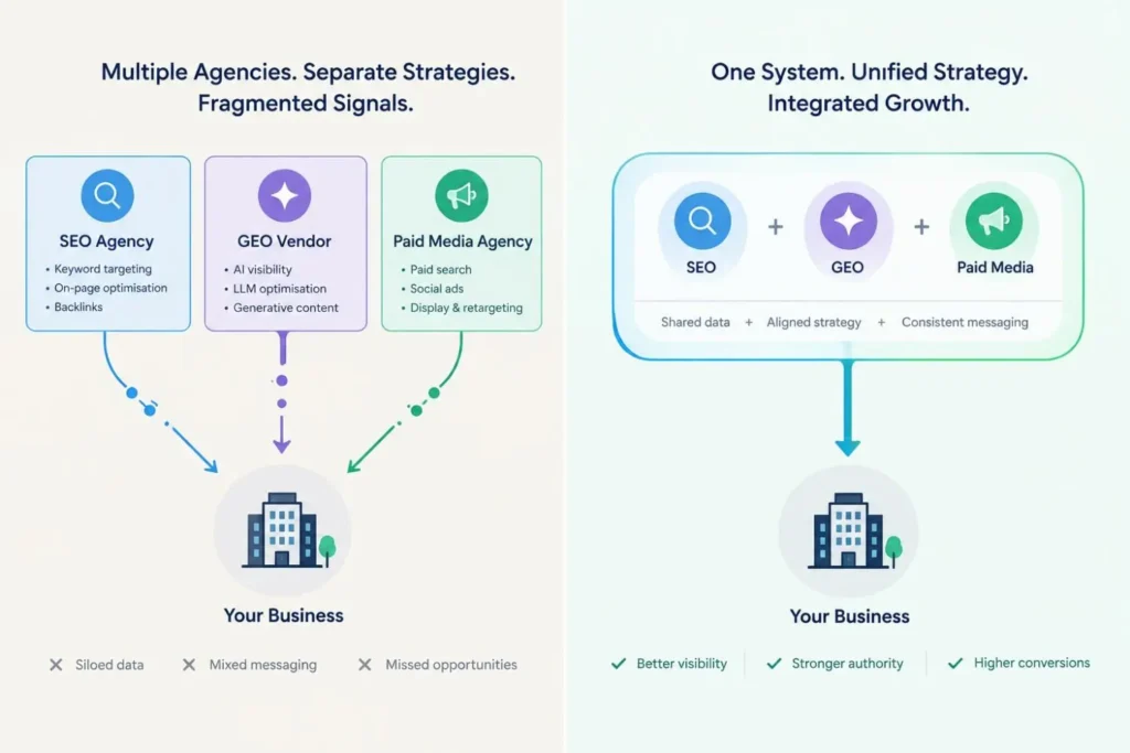Full-stack growth agency vs siloed marketing vendors comparison