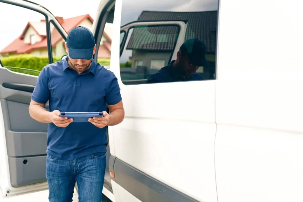 HVAC contractor arriving at booked job from Google LSA and paid media campaigns
