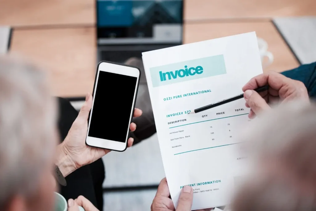 Agency invoice with oversold GEO line items crossed out