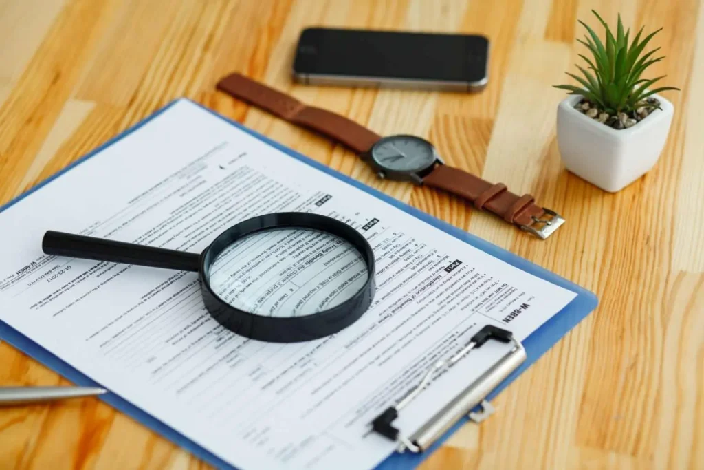 magnifying glass reviewing an SEO agency pricing page for transparency