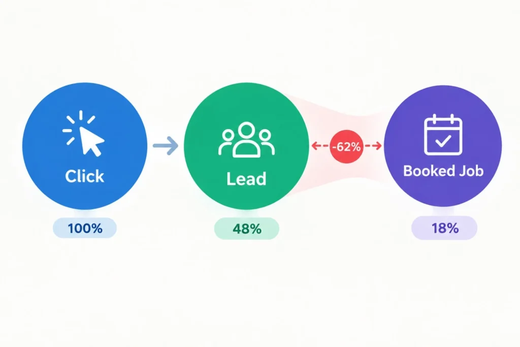 Funnel showing contractor cost per lead turning into cost per booked job