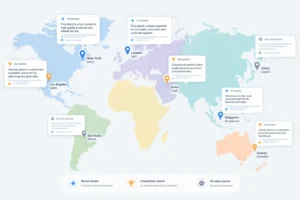 Enterprise GEO audit showing AI search visibility differing across markets