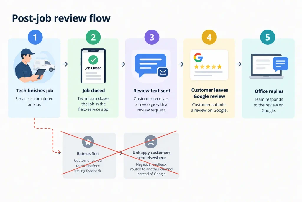Google-compliant HVAC review request process versus review gating