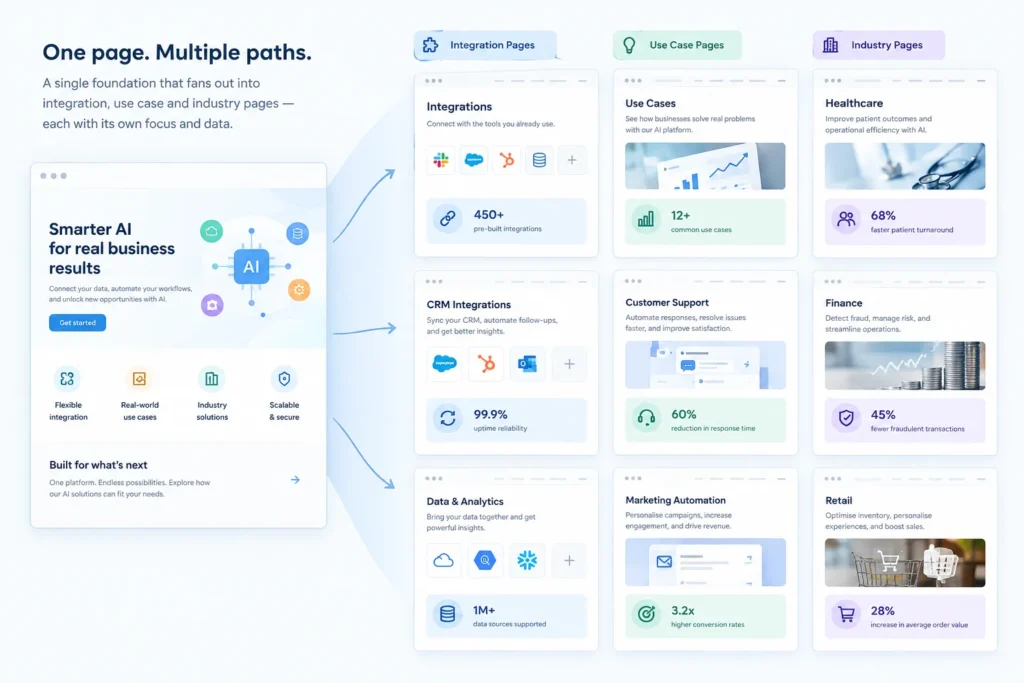 Programmatic SEO for SaaS template generating unique commercial pages