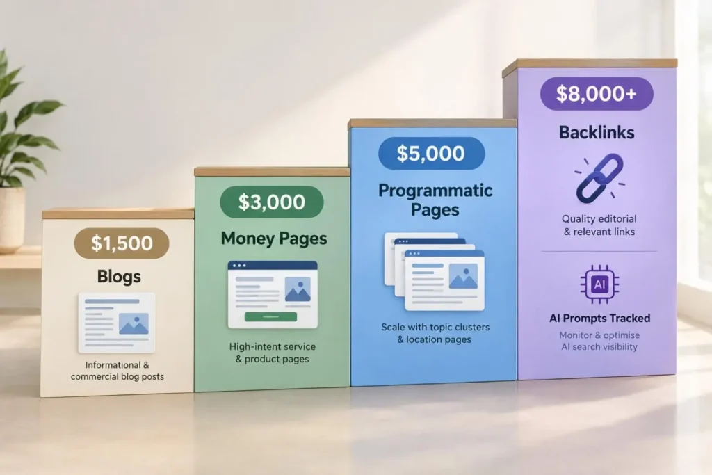 What $1,500, $3,000, $5,000 and $8,000 a month buys in SaaS SEO