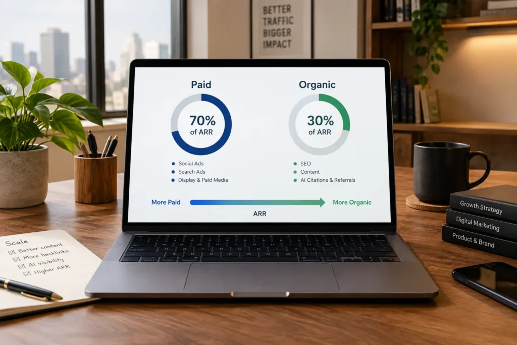 SaaS SEO vs PPC budget shifting from paid search to organic as ARR grows